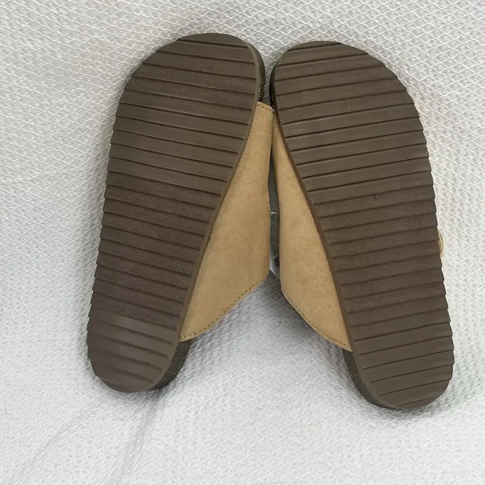 Old Navy Unisex Youth 4 Tan Double Buckle Slide Sandals NWT Earth Footbed